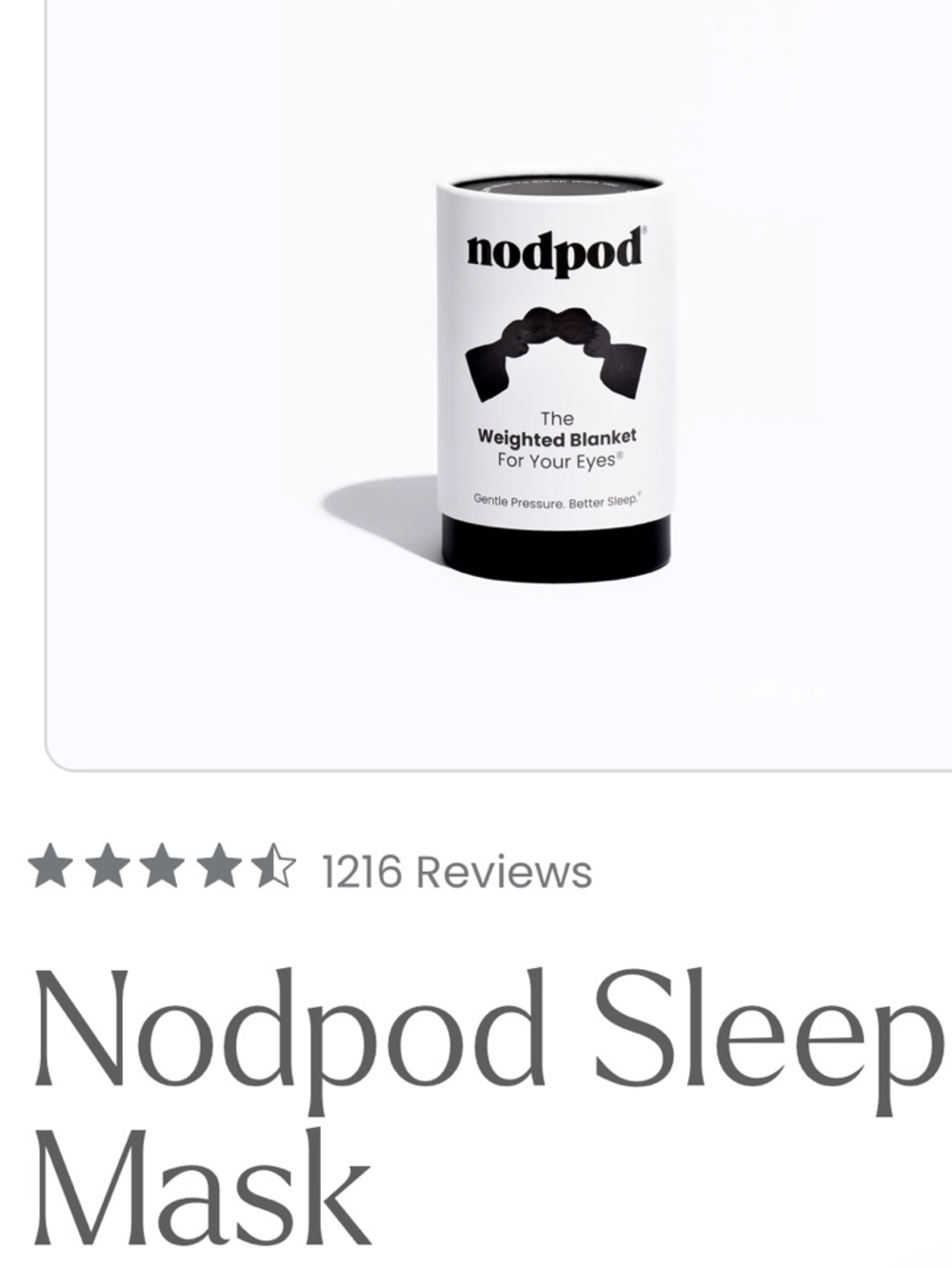NEW Nodpod Weighted Sleep Mask - Black
